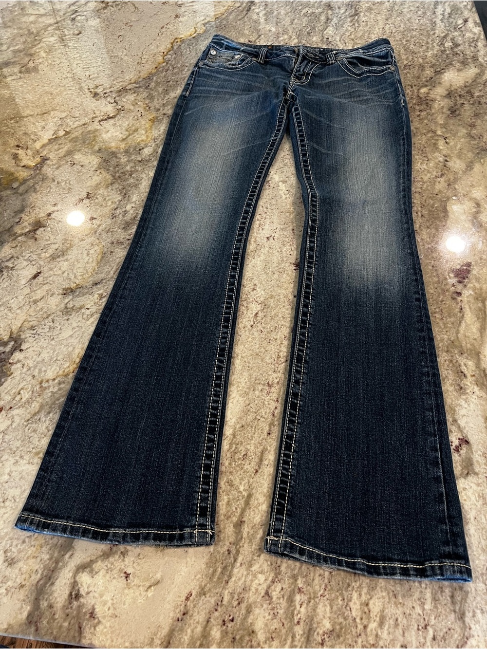 Miss Me Signature Rise Bootcut Jeans, #JD1064B3, 29” W, 35” Inseam, Color MK113